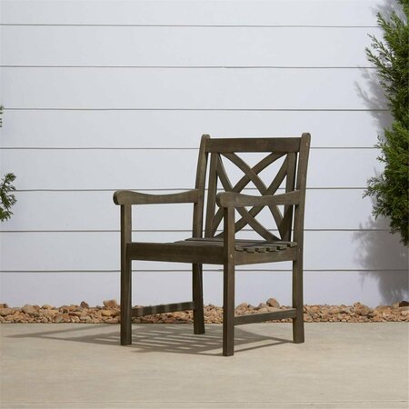 HOMEROOTS 34 x 24 x 24 in. Distressed Gray Patio Armchair with Decorative Back 390010